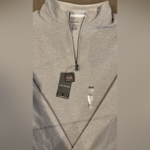 Van Heusen Gray Long Sleeve Tee Soft Knit Casual Half Zip - Picture 9 of 9